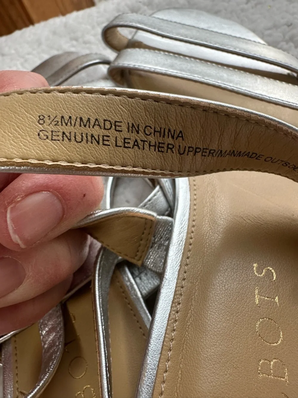 Talbots Keri Soft Nappa Leather Silver Metallic Strappy Sandals size 8.5